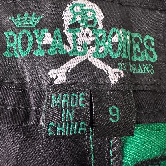 Royal Bones by Daang Gothic Emo Punk Pants Women’s 9 Black Green Stretch Pockets - Picture 6 of 10